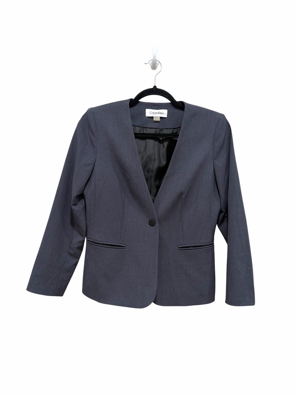 Calvin Klein Gray Tailored Blazer single Button Career Jacket Workwear 2